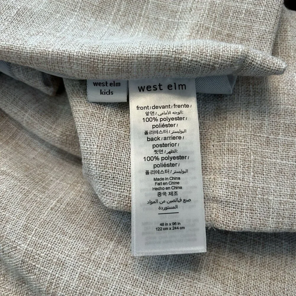 West Elm Kids Curtain Panel 48 x 96 Beige Natural Textured Woven Brown